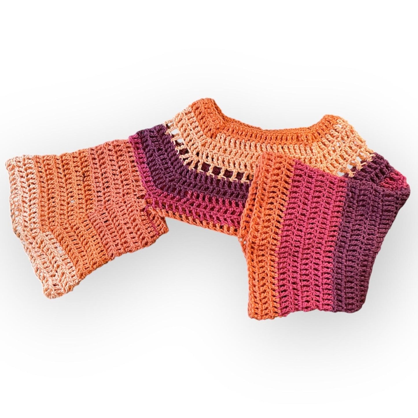 Handmade Crocheted Bolero Shrug Top Coverup With Long Flowy Sleeves