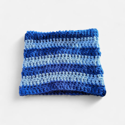 Blue Striped Crochet Cat Ear Beanie