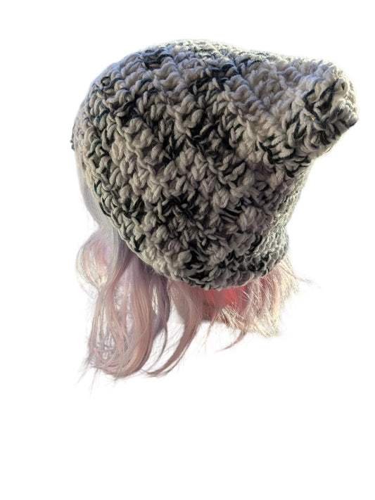 Black and White Chunky Cat Ear Beanie