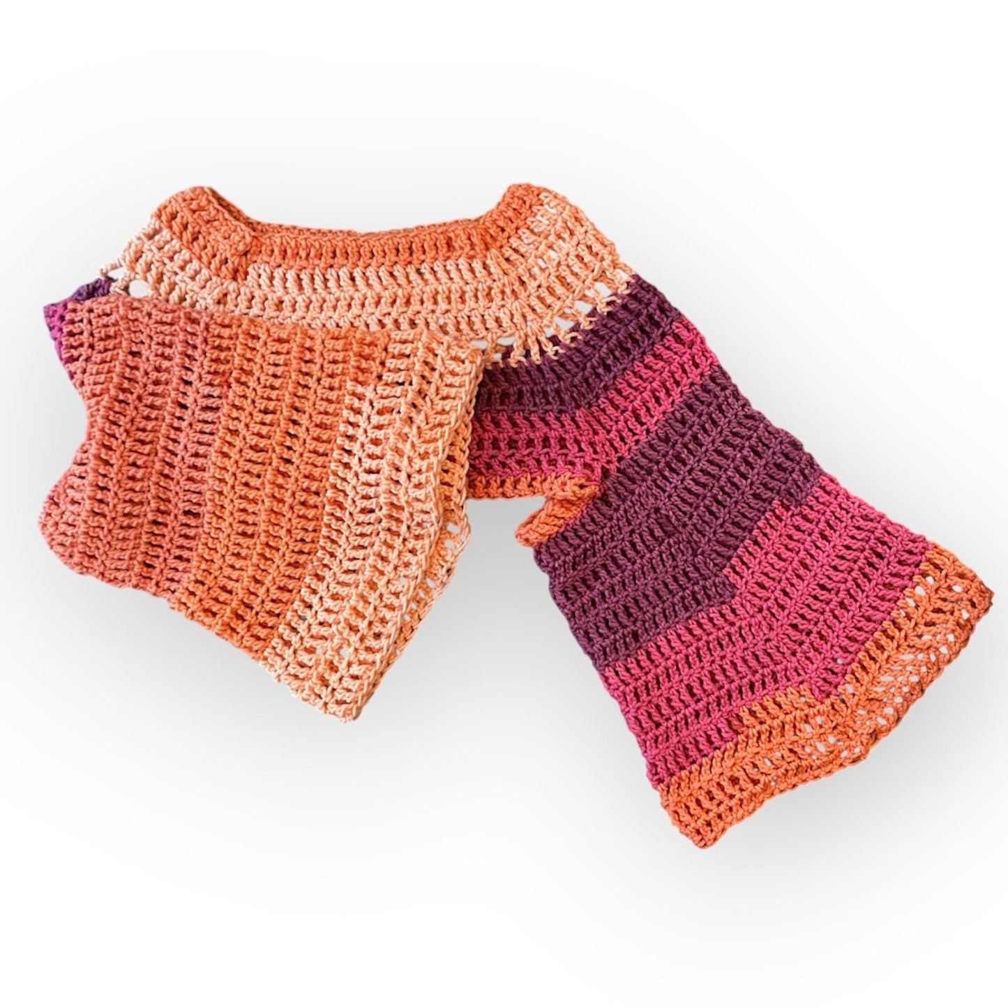 Handmade Crocheted Bolero Shrug Top Coverup With Long Flowy Sleeves