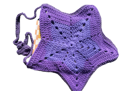Purple Crocheted Star Crossbody Bag