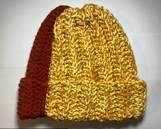 Chunky Crocheted Beanie For Winter Colorblock Hat Handmade