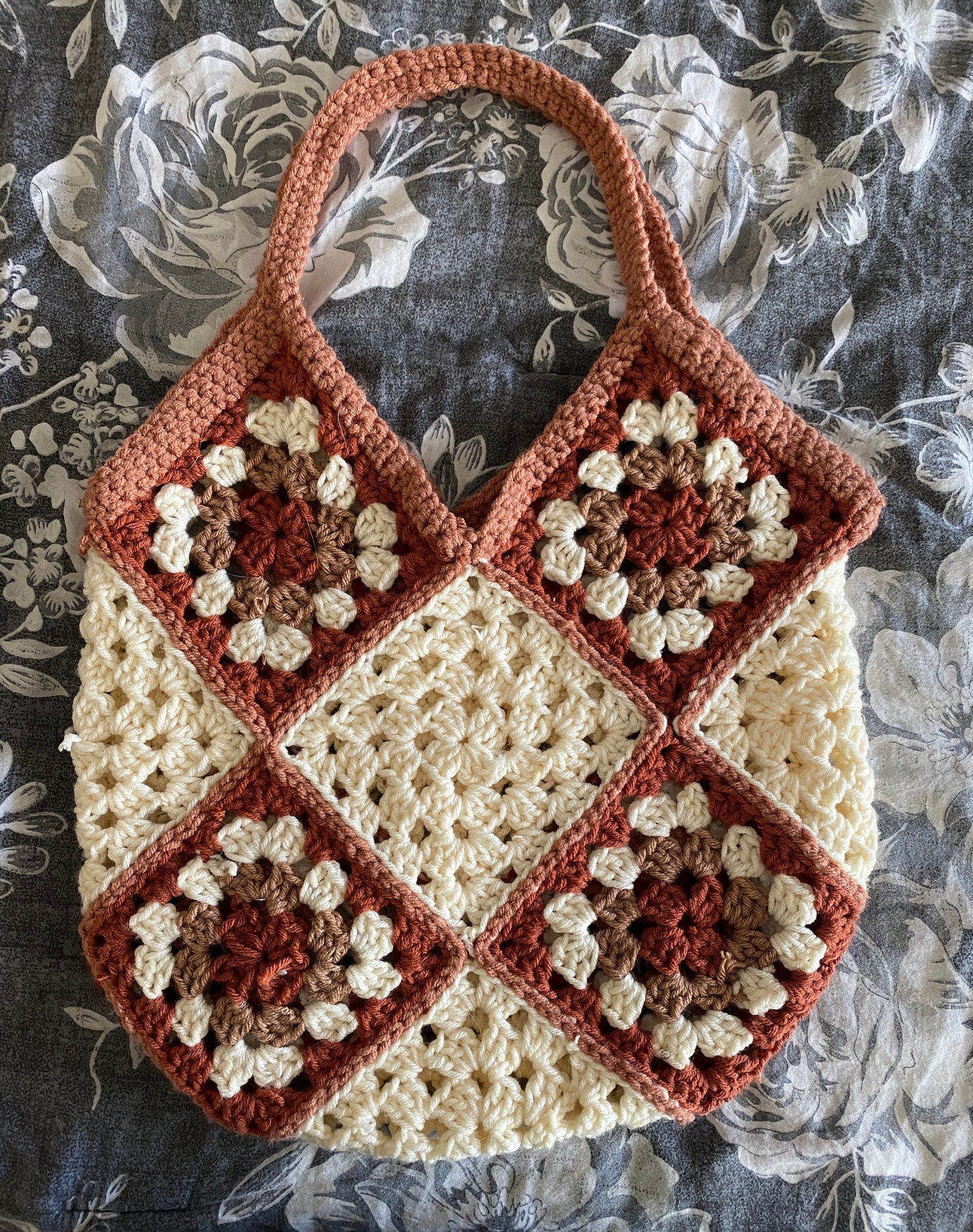 Custom Crocheted Granny Square Shoulder Bag Purse With Lining