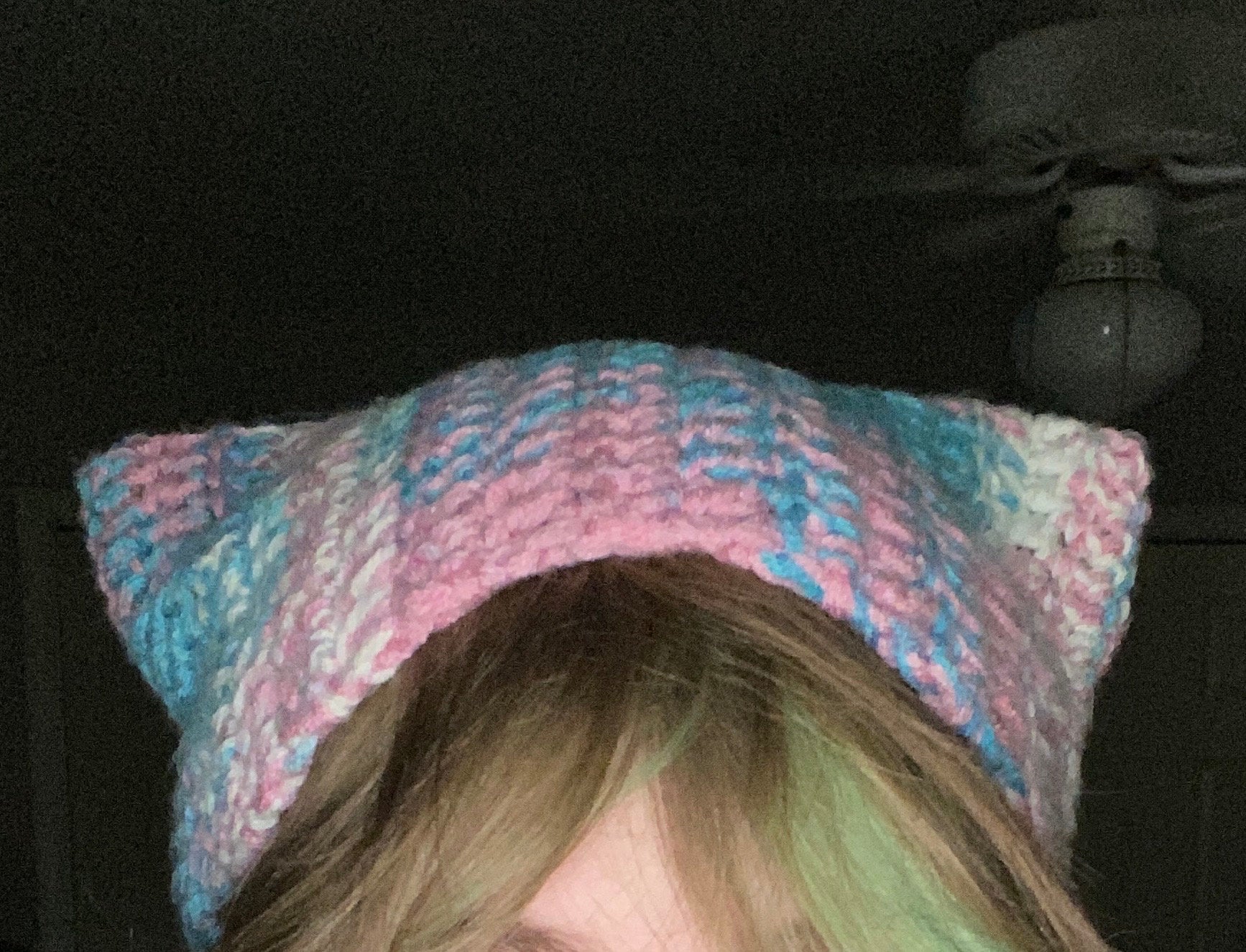 Trans Flag Pattern Cat Ear Beanie For Pride Winter Hat Accessory