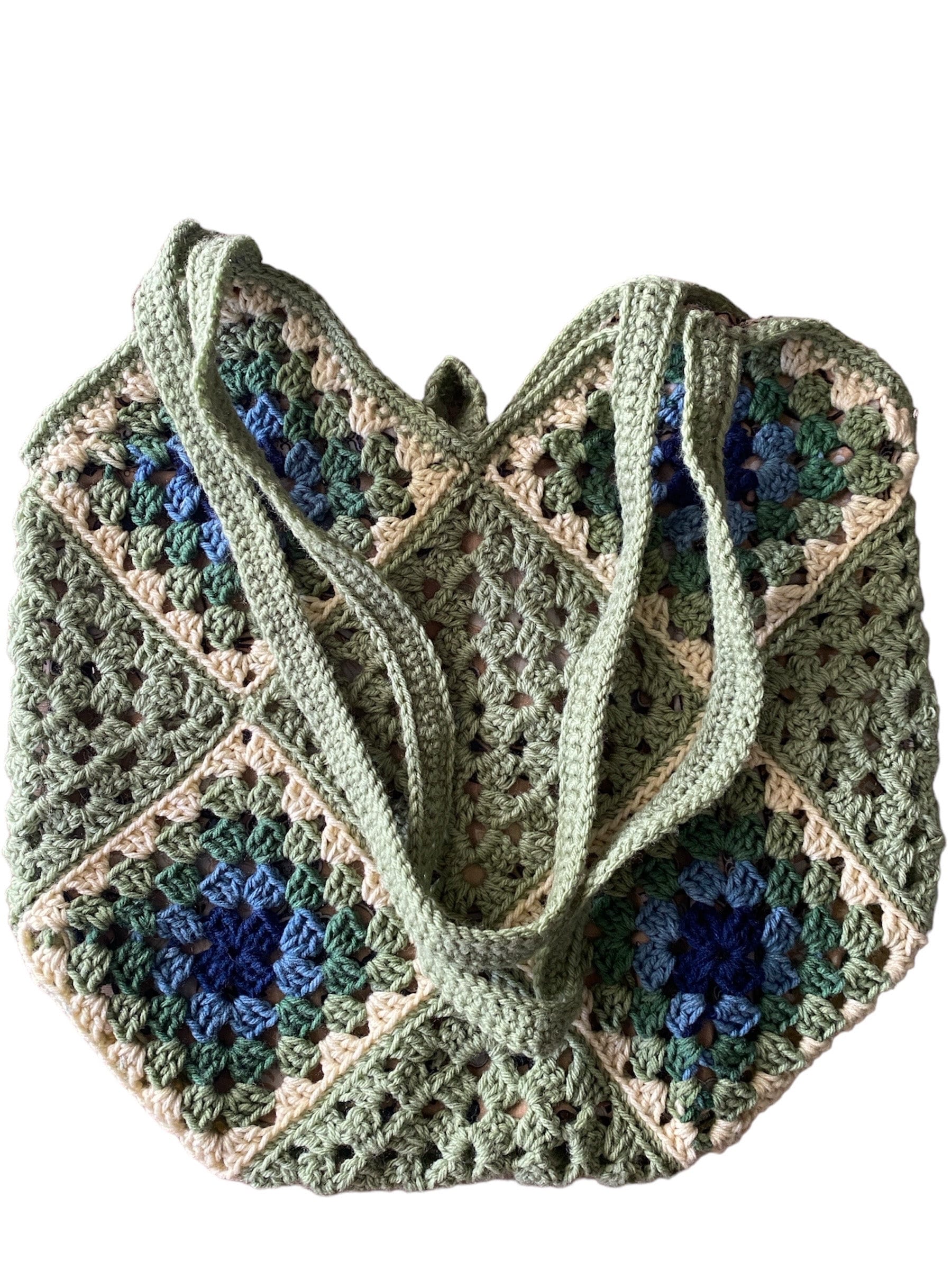 Crocheted Granny Square Shoulder Bag Purse With Lining And Matching Coin Purse Homemade