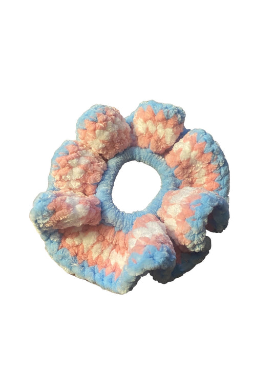 Trans Flag Crocheted Scrunchie Colorful For Summer Hair Tie Pride Handmade