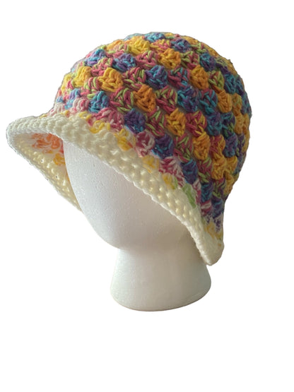 Homemade Crocheted Bucket Hat Granny Stitch Hat For Summer
