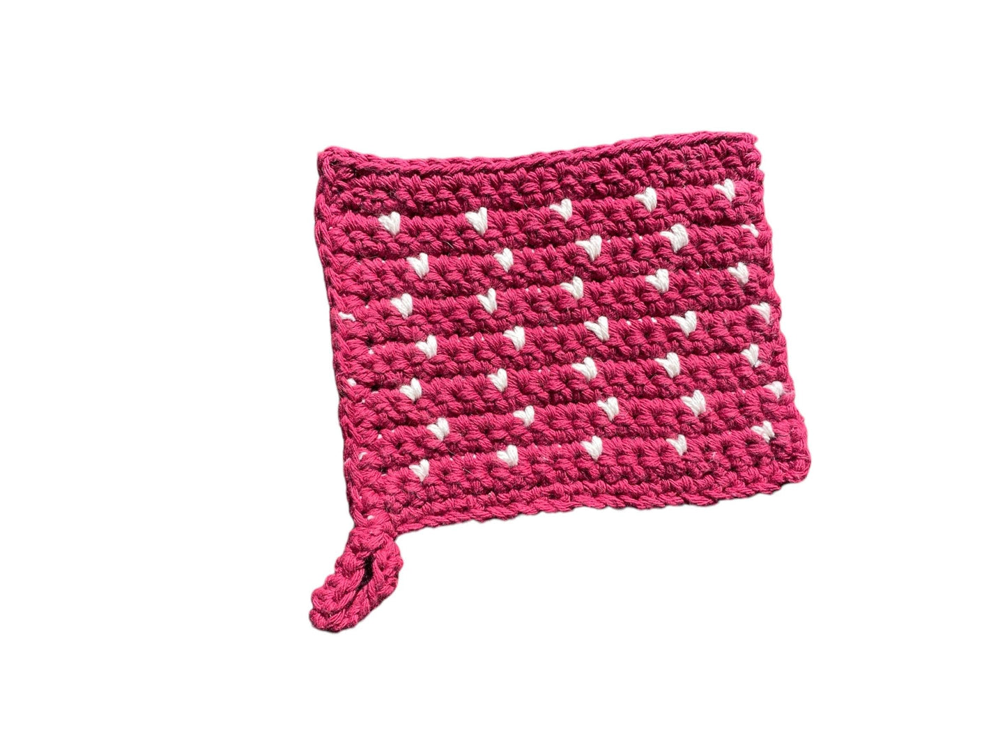 Crocheted Valentines Pot Holders Cotton Pink Gifts For Valentines