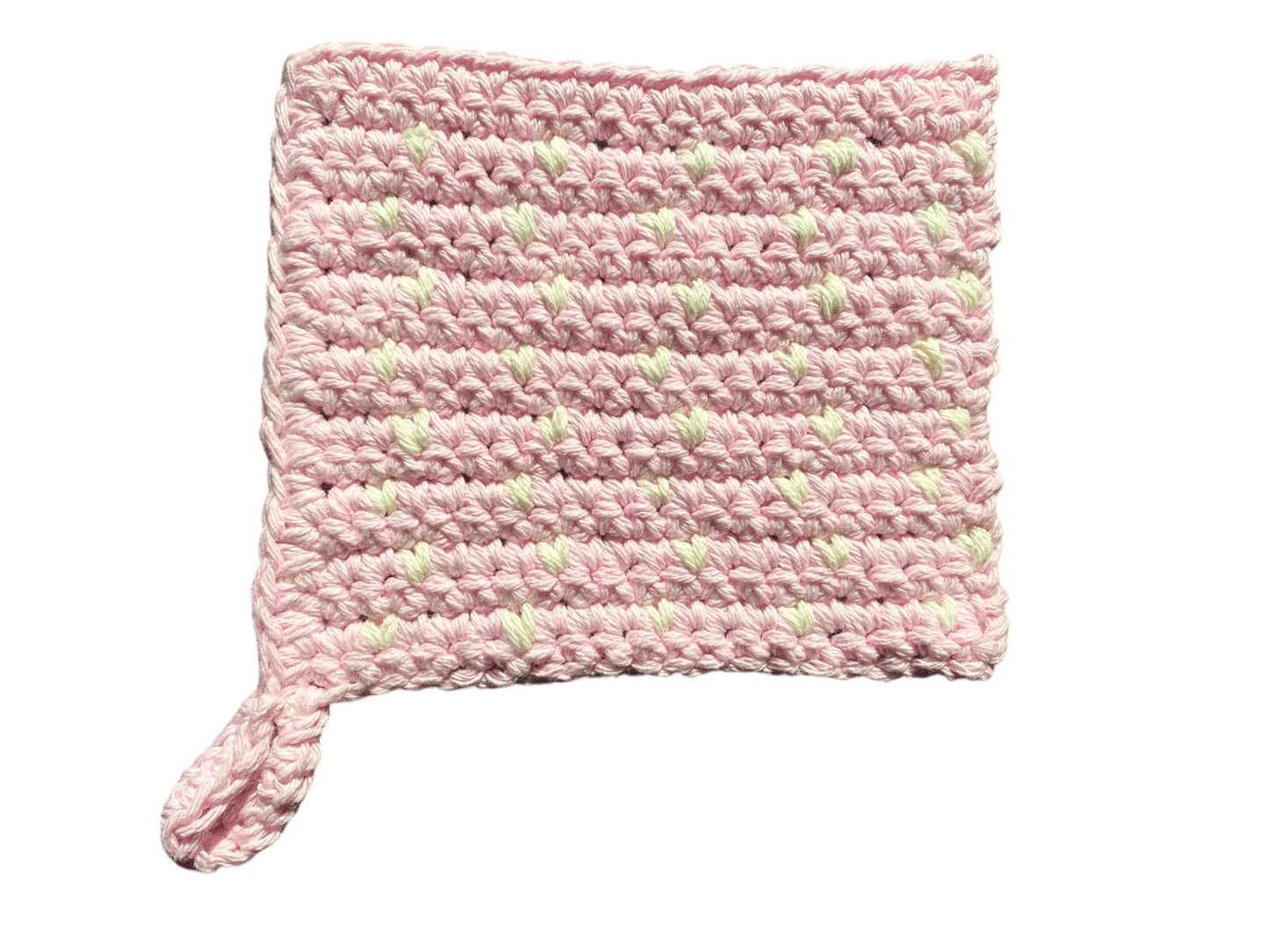 Crocheted Valentines Pot Holders Cotton Pink Gifts For Valentines