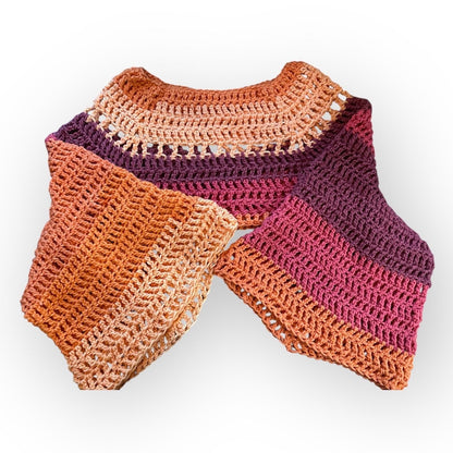 Handmade Crocheted Bolero Shrug Top Coverup With Long Flowy Sleeves