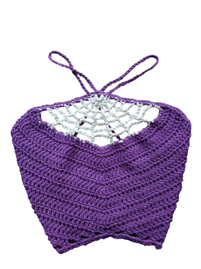 Purple Crocheted Spider Web Top