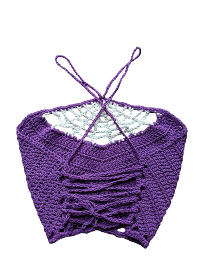 Purple Crocheted Spider Web Top
