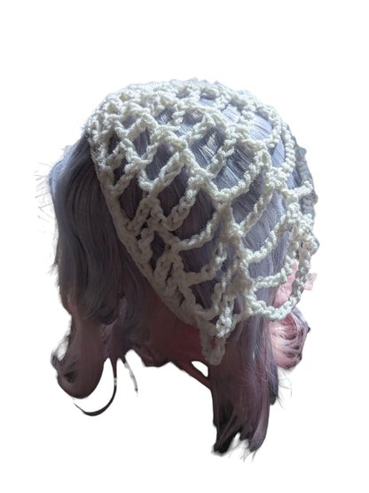 Handmade Crocheted Acrylic Spider Web Bandana Unique Headscarf For Halloween