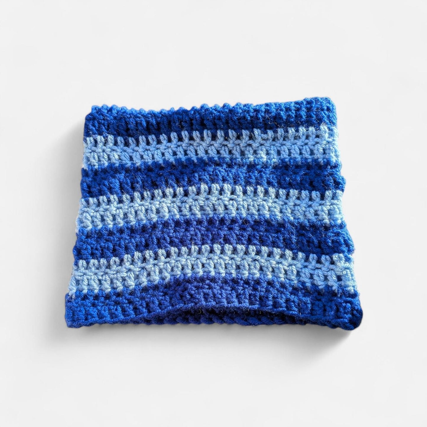 Blue Striped Crochet Cat Ear Beanie