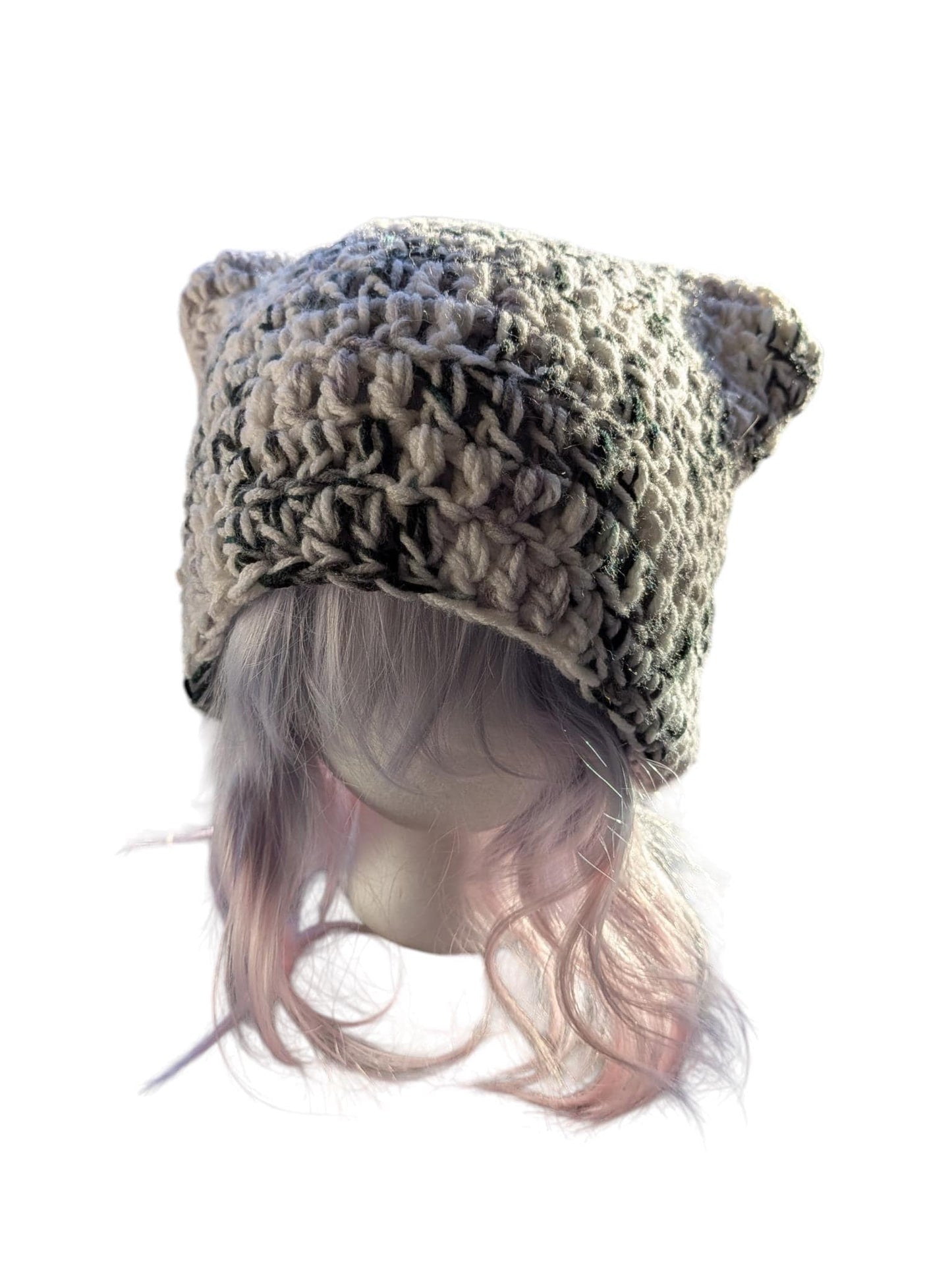 Black and White Chunky Cat Ear Beanie