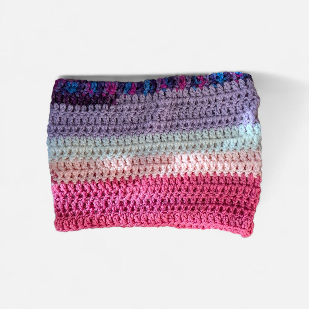 Pink and Purple Scrap Yarn Cat Ear Beanie
