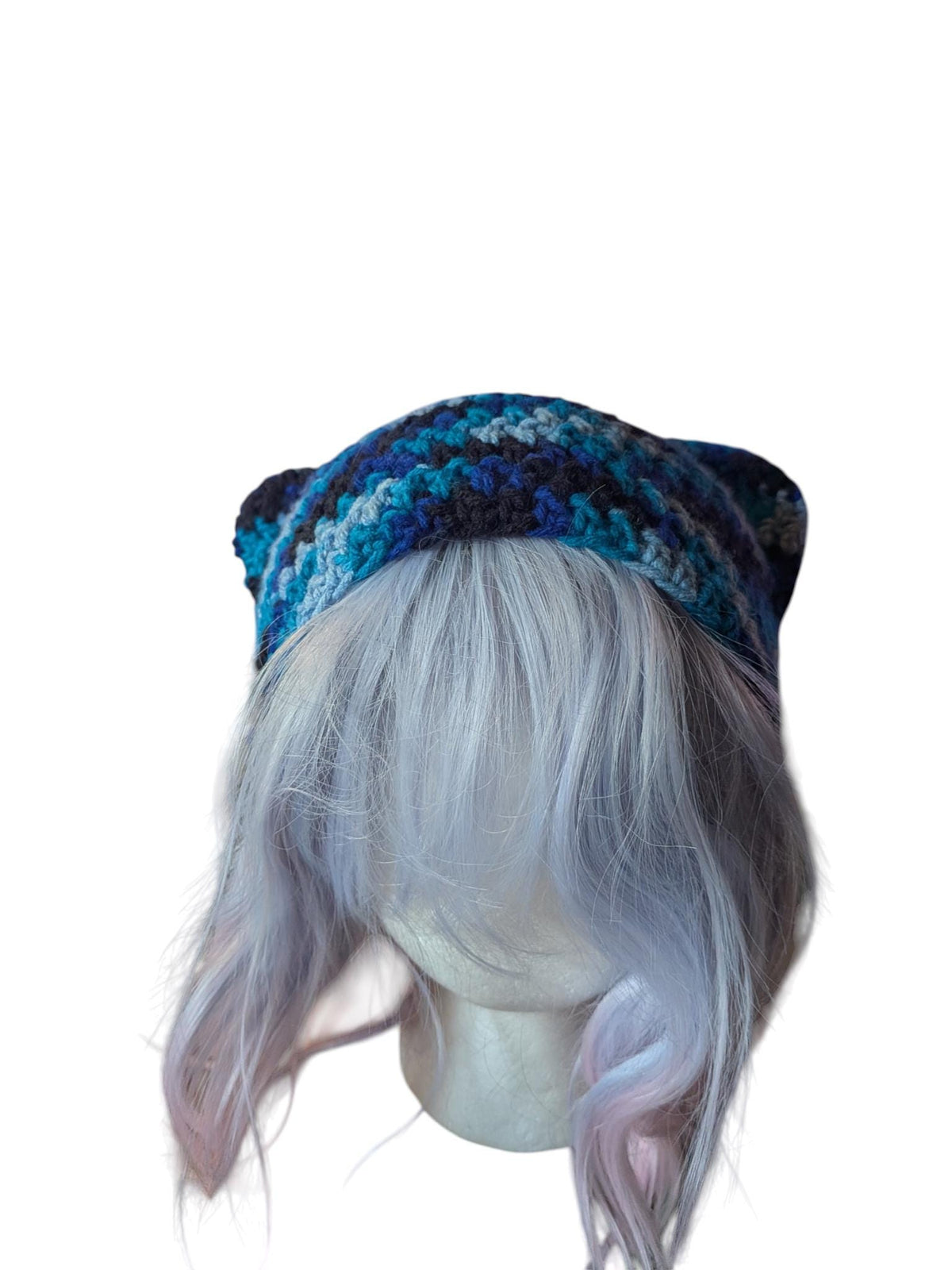 Variegated Blue Cat Ear Beanie